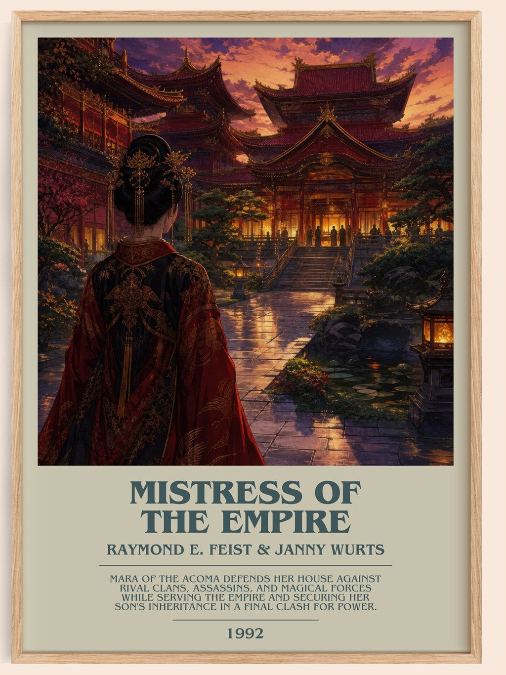 Mistress Of The Empire bookish book poster by Raymond E. Feist & Janny Wurts – framed literary art print