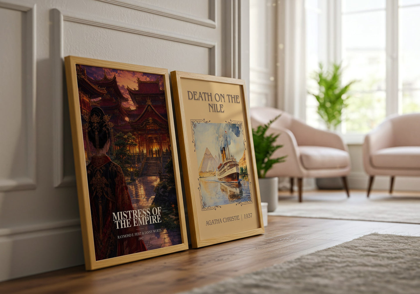Mistress Of The Empire watercolour print framed by window – literary home decor