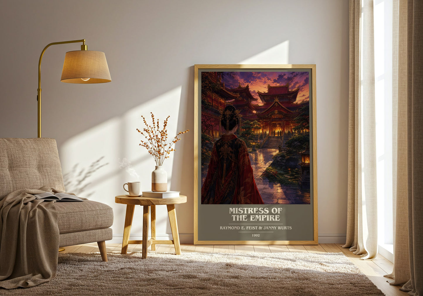Mistress Of The Empire book cover print on bookshelf – Raymond E. Feist & Janny Wurts fan gift