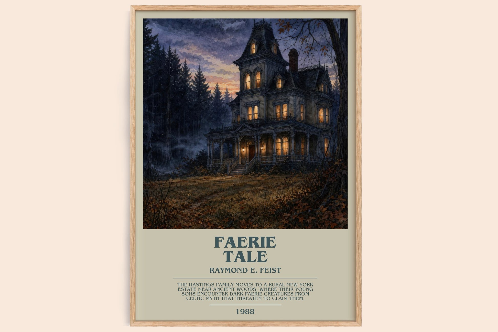 Faerie Tale bookish book poster by Raymond E. Feist – framed literary art print