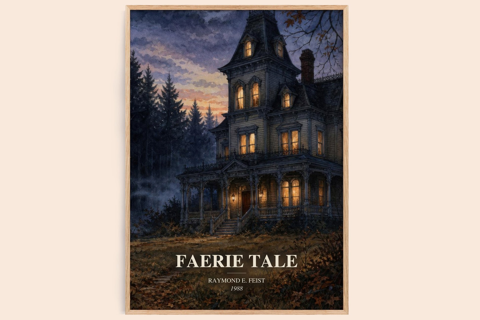 Faerie Tale watercolour book poster by Raymond E. Feist – framed literary art print