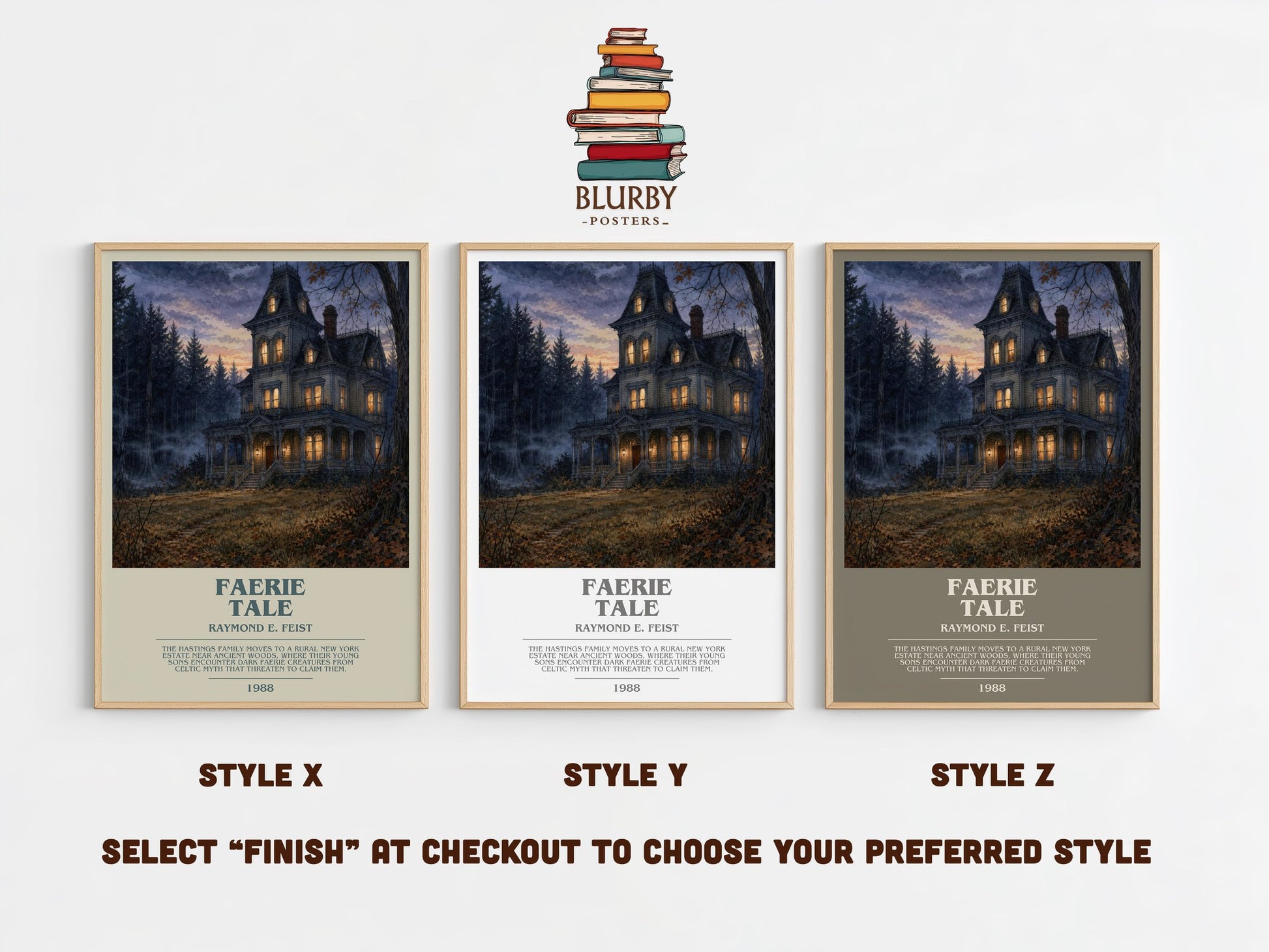 Faerie Tale bookish print in frame leaning in hallway – fantasy wall art