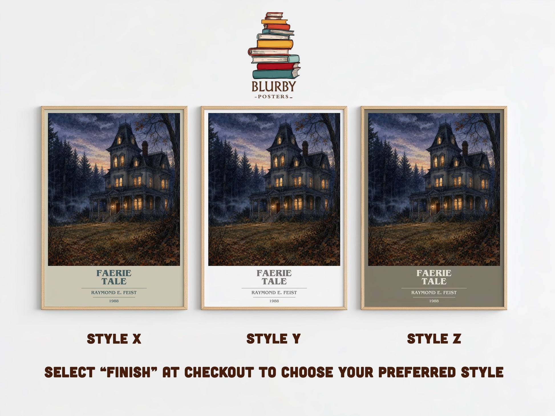 Faerie Tale book cover print in frame leaning in hallway – fantasy wall art