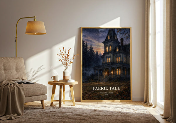 Faerie Tale watercolour print in frame leaning in hallway – fantasy wall art