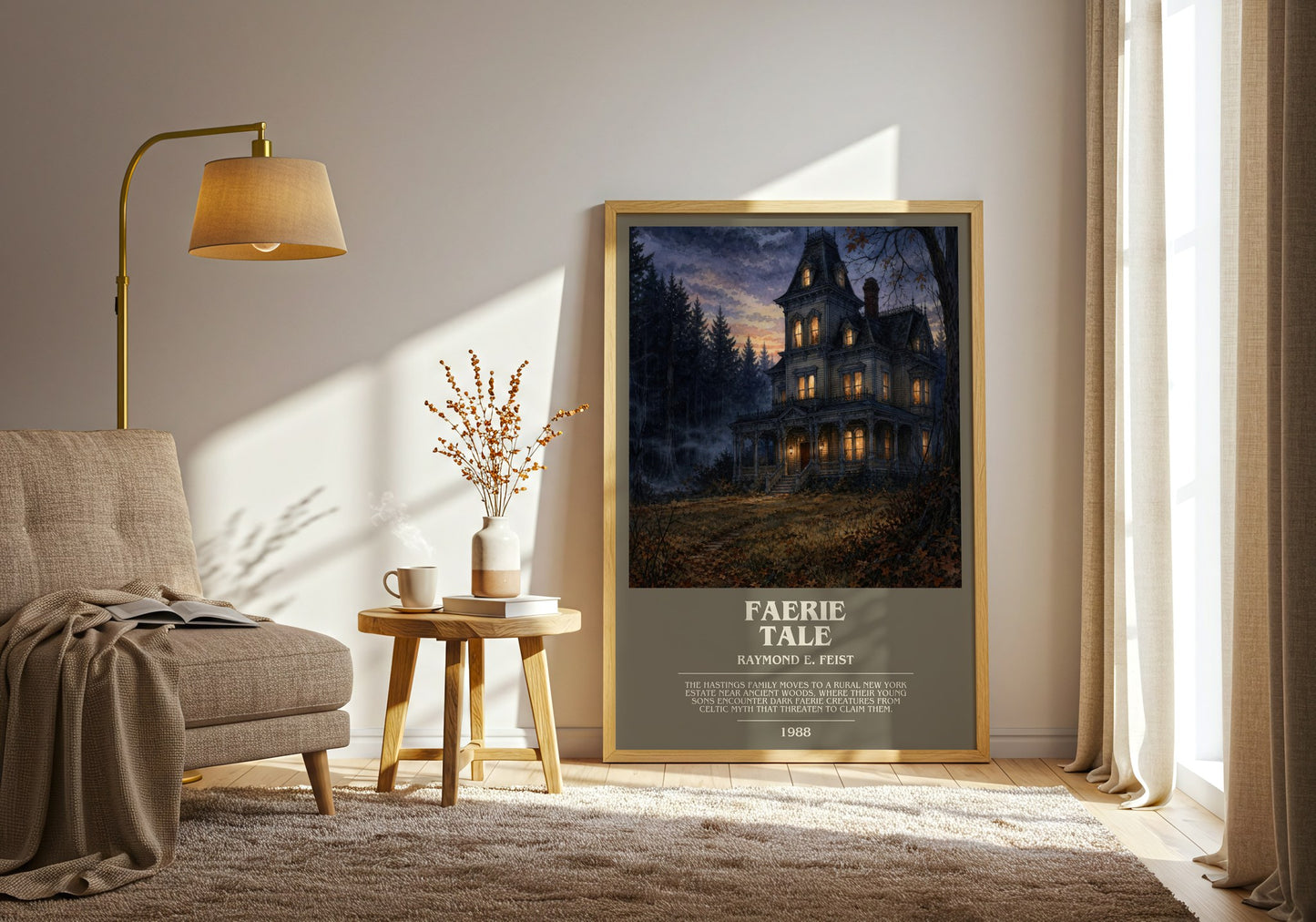 Faerie Tale bookish print on bookshelf – Raymond E. Feist fan gift