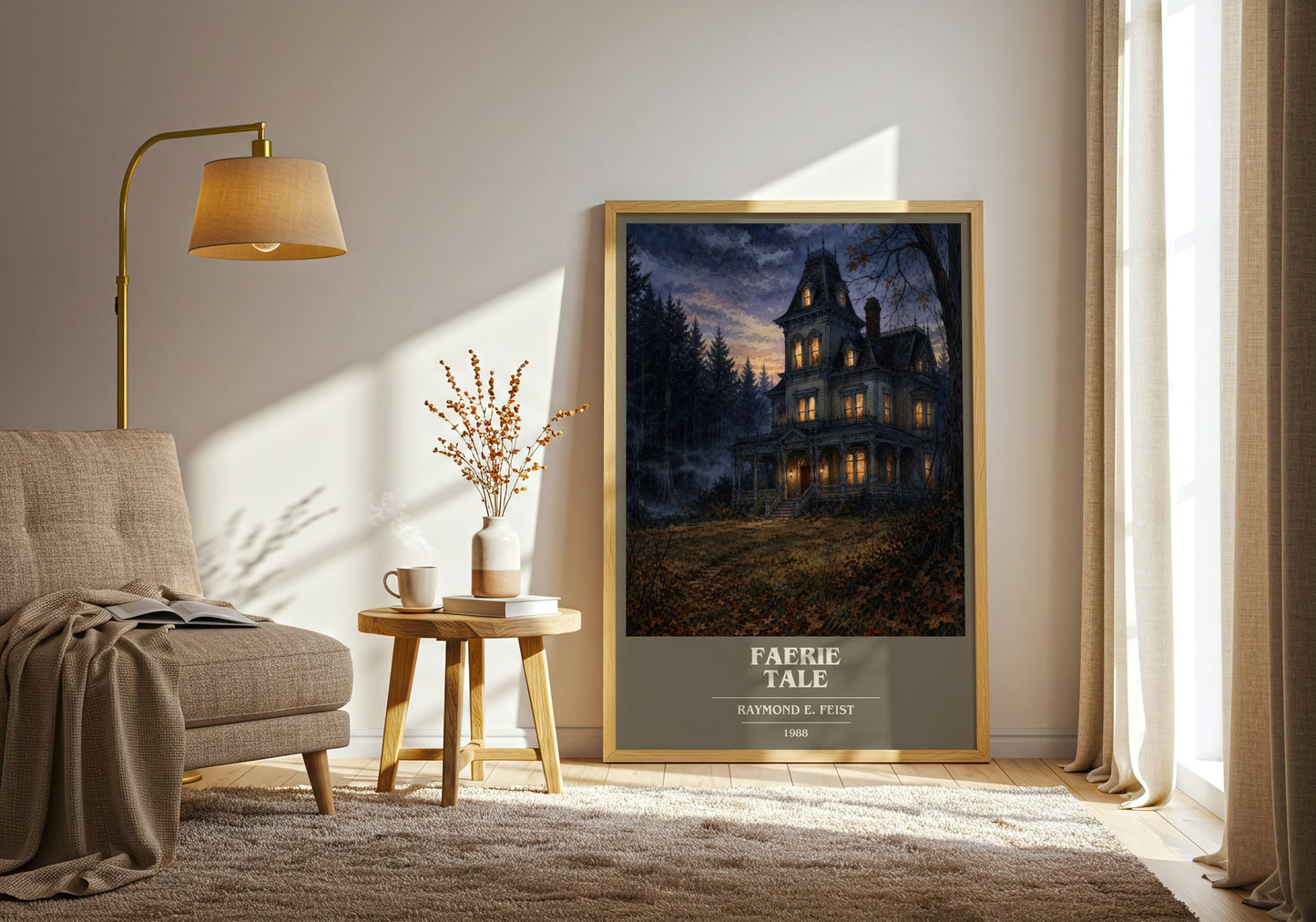 Faerie Tale book cover print on bookshelf – Raymond E. Feist fan gift