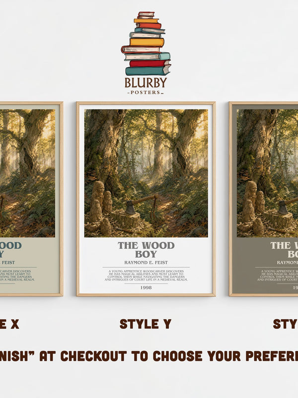 The Wood Boy bookish print in frame leaning in hallway – fantasy wall art