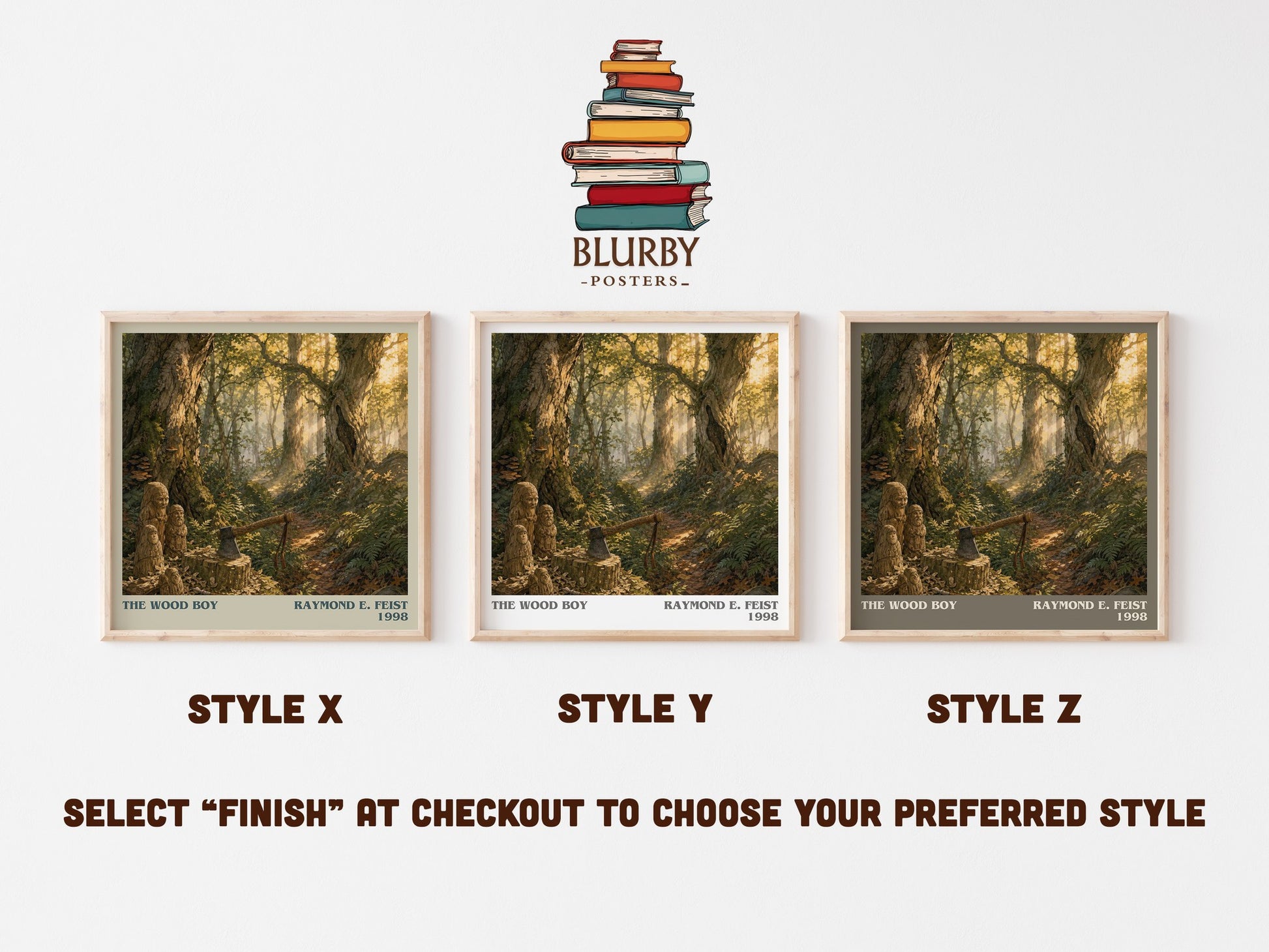 The Wood Boy literary print in frame leaning in hallway – fantasy wall art