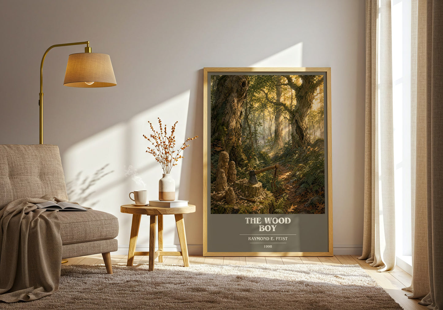 The Wood Boy book cover print on bookshelf – Raymond E. Feist fan gift