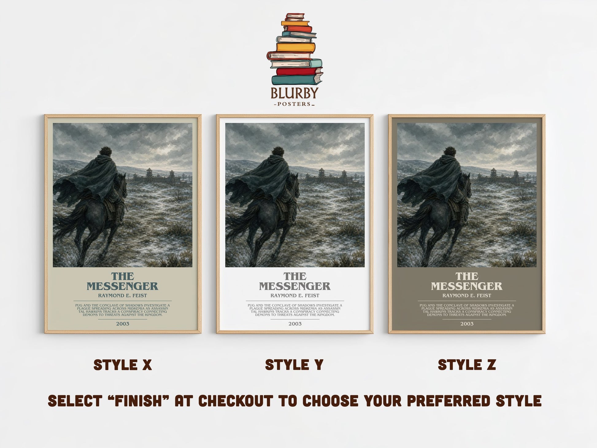 The Messenger bookish print in frame leaning in hallway – fantasy wall art