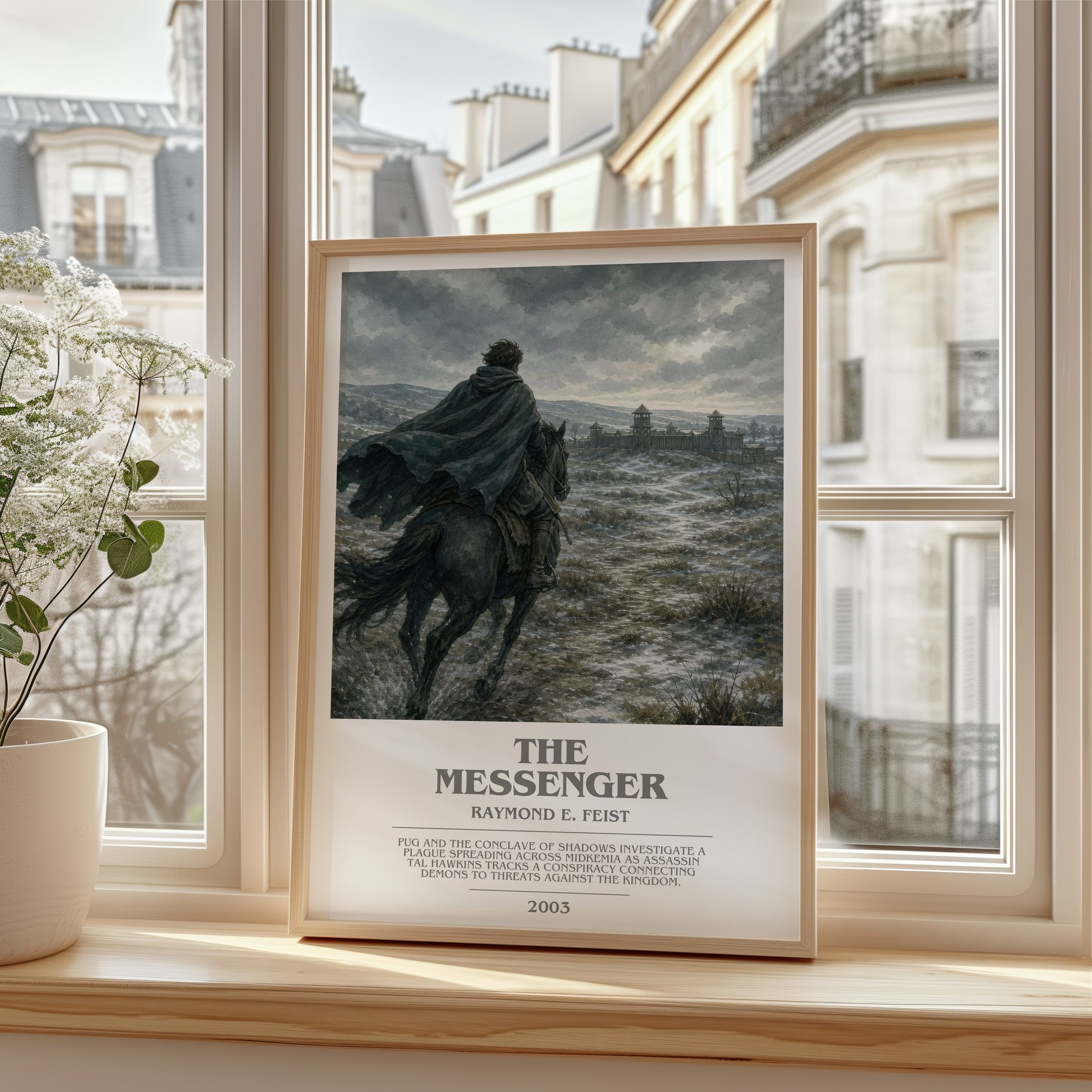 The Messenger bookish poster colour and style options – Raymond E. Feist book art