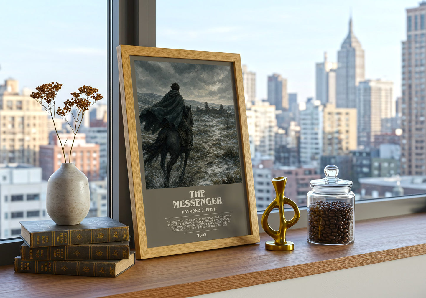 The Messenger bookish print framed by window – literary home decor
