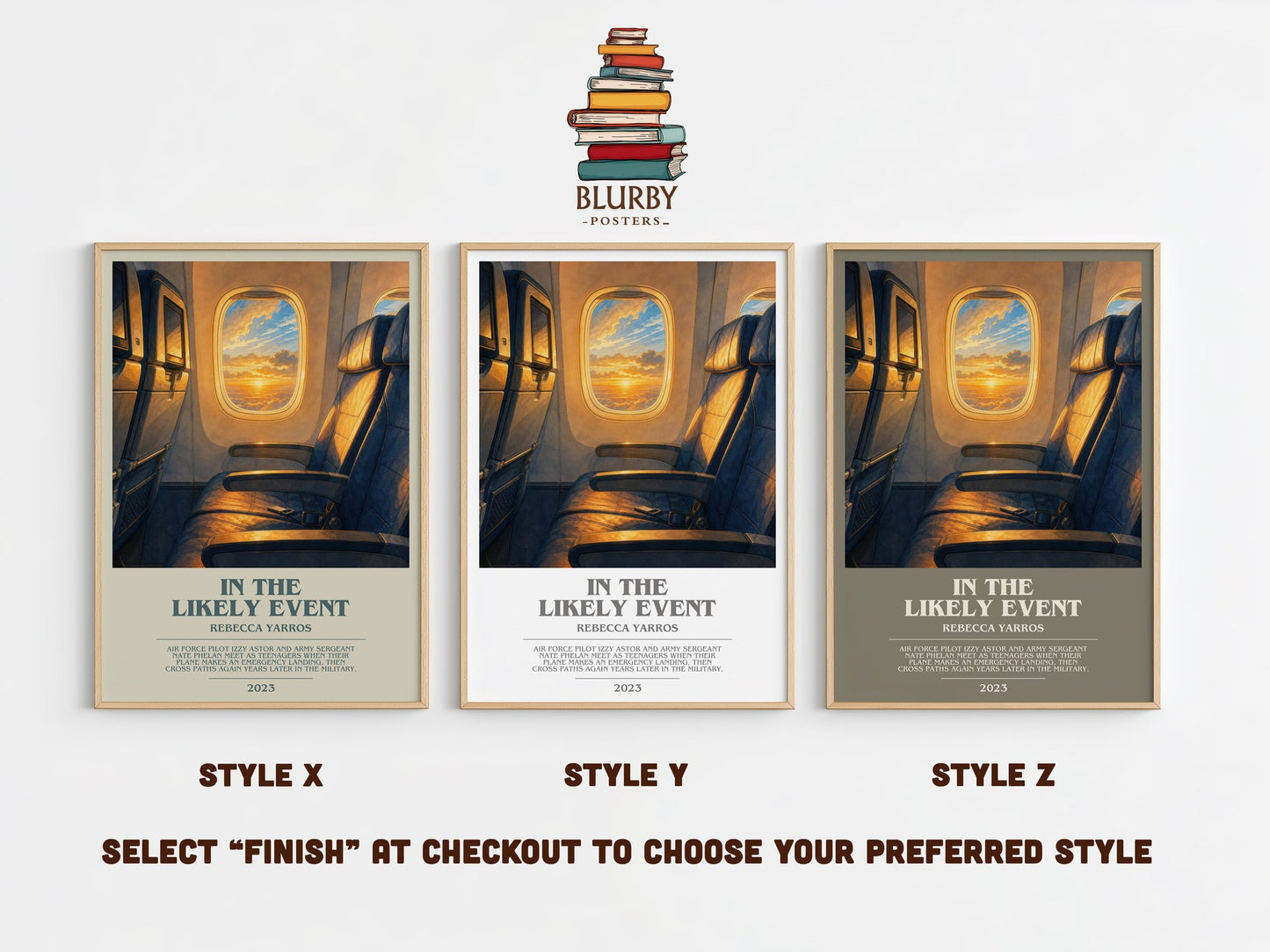 In The Likely Event bookish print in frame leaning in hallway – romance wall art