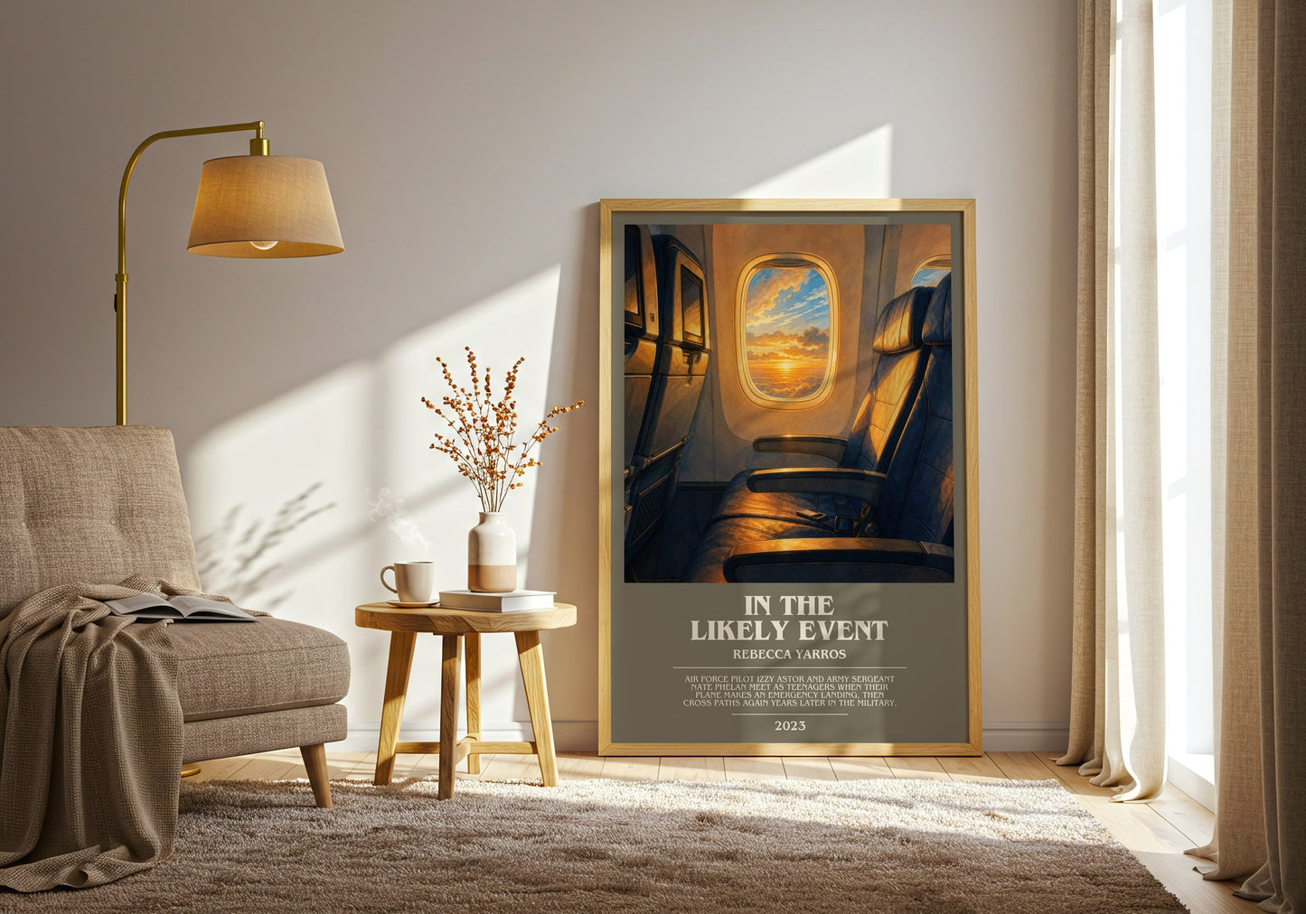 In The Likely Event bookish print on bookshelf – Rebecca Yarros fan gift