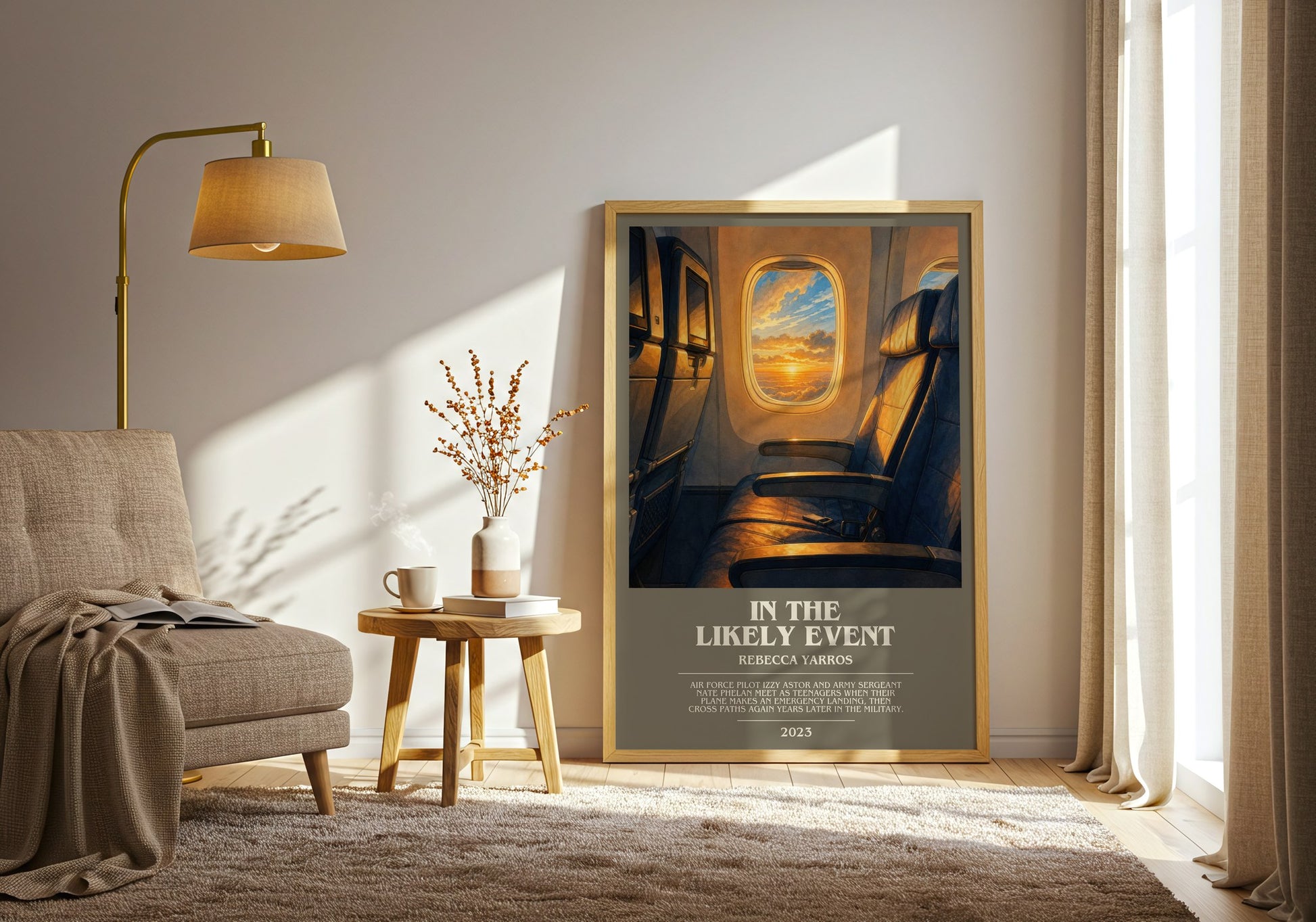 In The Likely Event bookish print on bookshelf – Rebecca Yarros fan gift