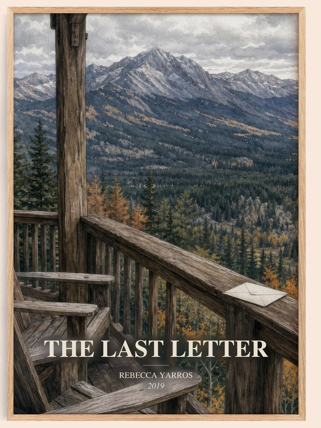 The Last Letter watercolour book poster by Rebecca Yarros – framed literary art print