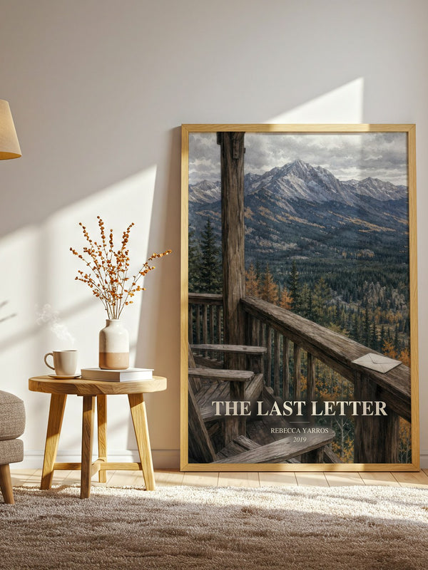 The Last Letter watercolour print in frame leaning in hallway – romance wall art