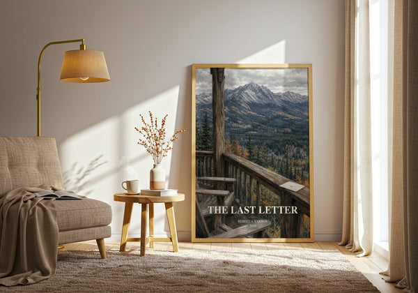 The Last Letter watercolour print in frame leaning in hallway – romance wall art