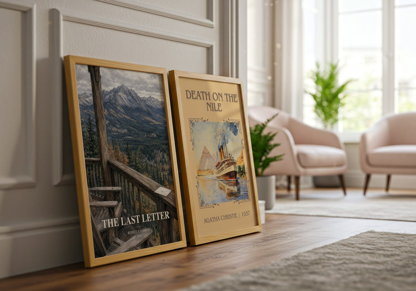 The Last Letter watercolour print framed by window – literary home decor