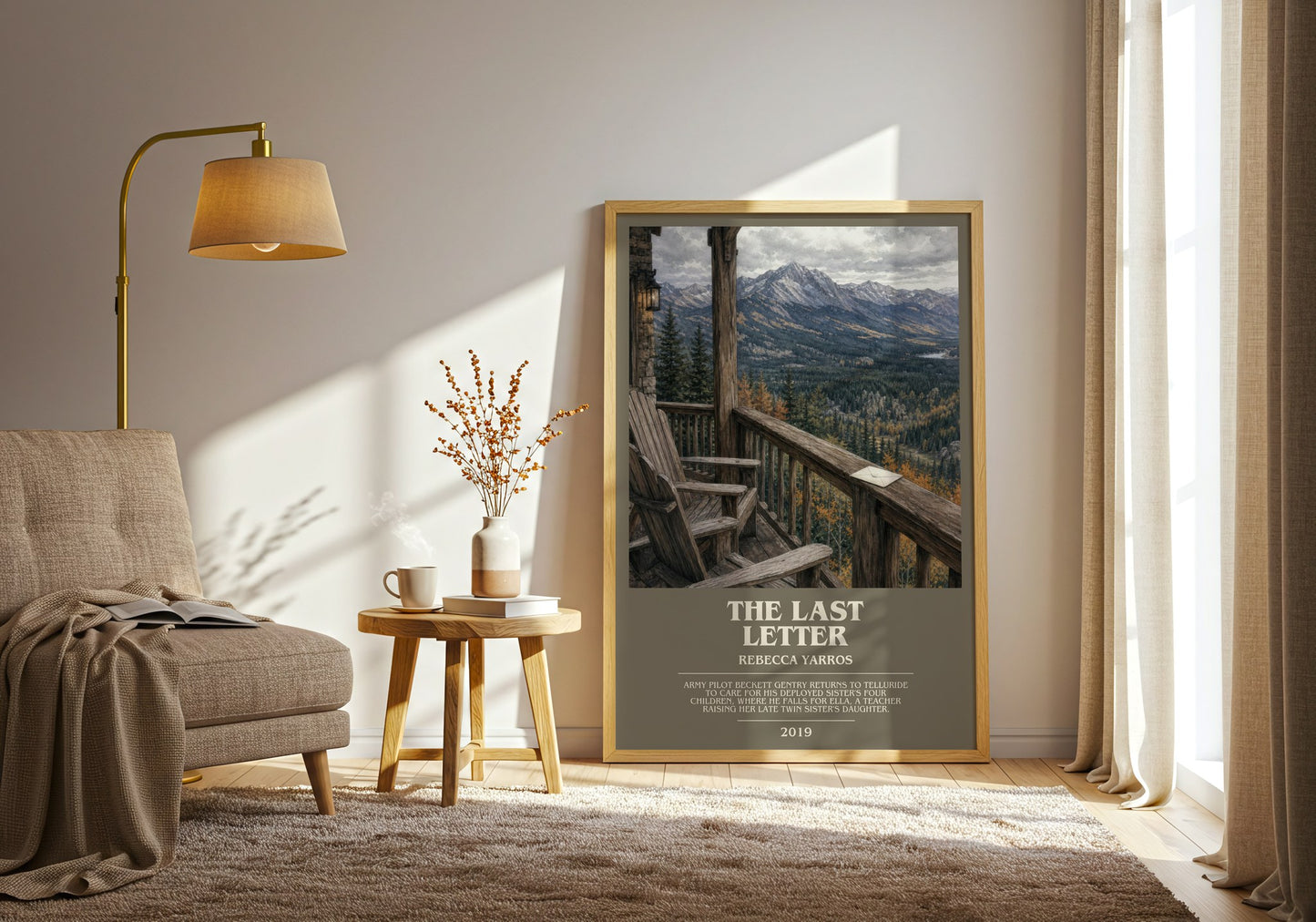 The Last Letter bookish print on bookshelf – Rebecca Yarros fan gift
