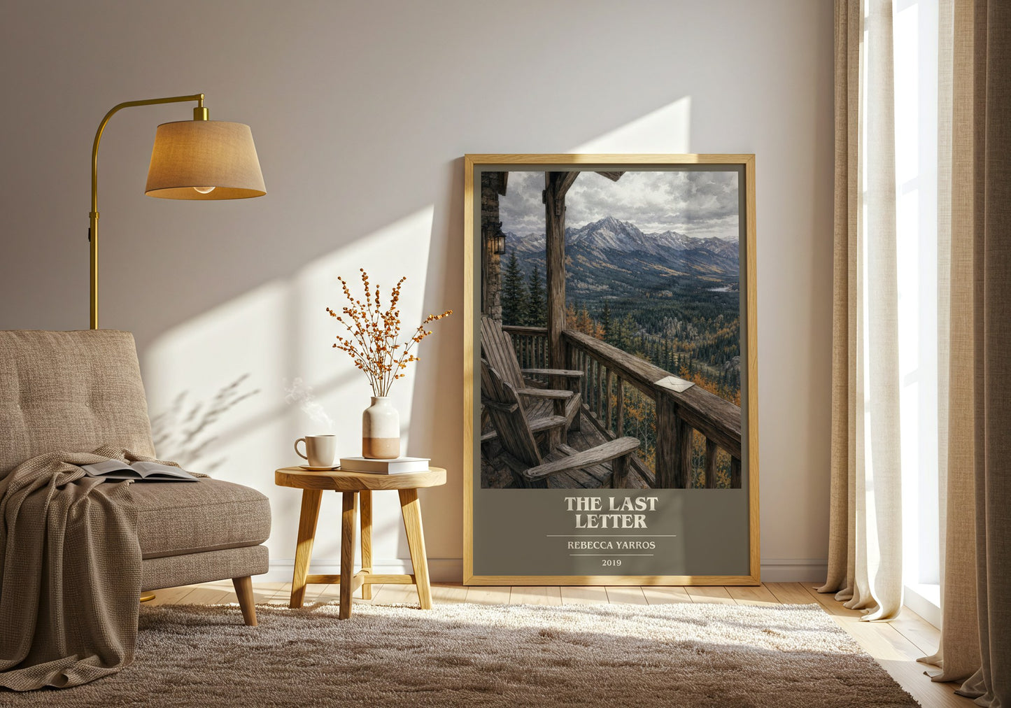 The Last Letter book cover print on bookshelf – Rebecca Yarros fan gift