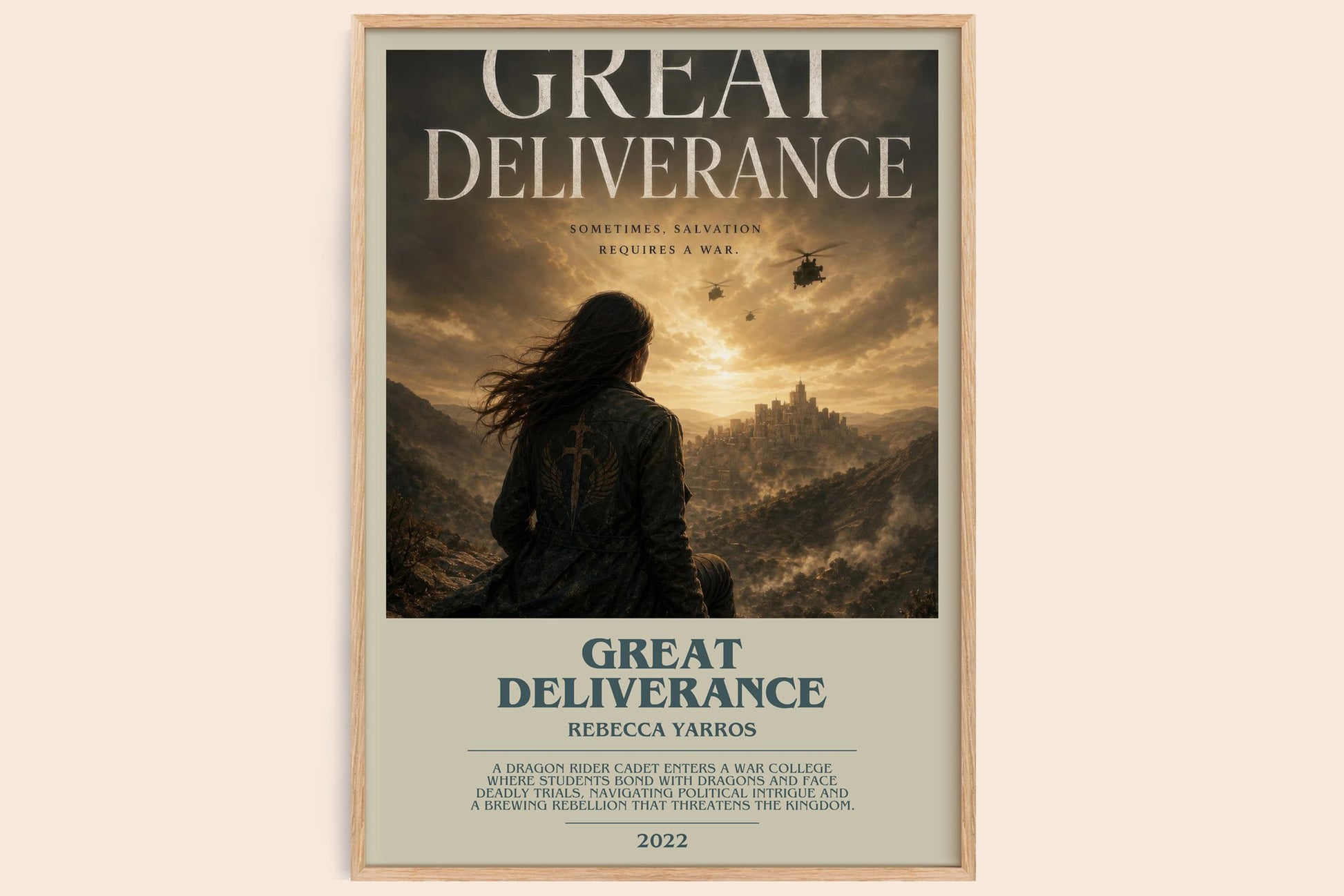 Great Deliverance bookish book poster by Rebecca Yarros – framed literary art print