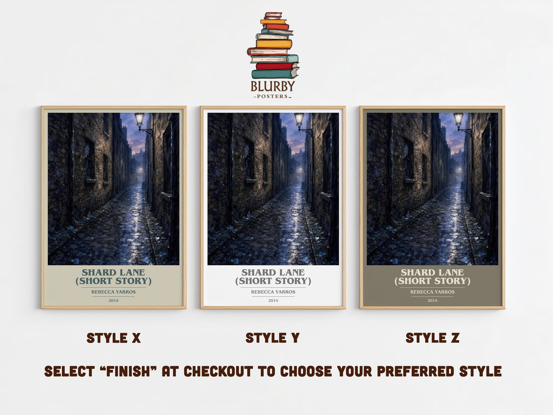 Shard Lane (Short Story) book cover print in frame leaning in hallway – romance wall art (mockup)