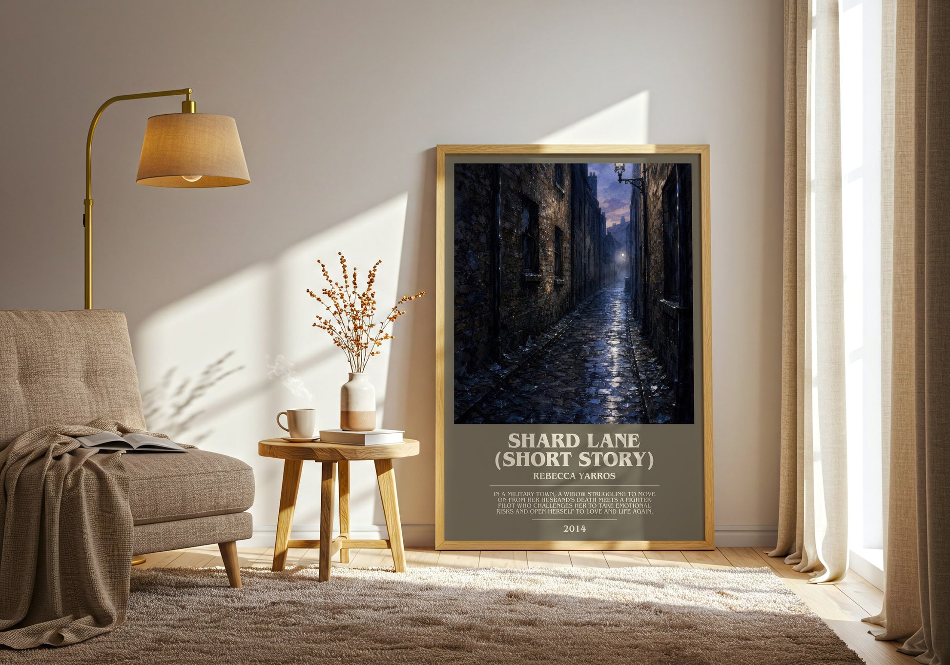 Shard Lane (Short Story) bookish print on bookshelf – Rebecca Yarros fan gift