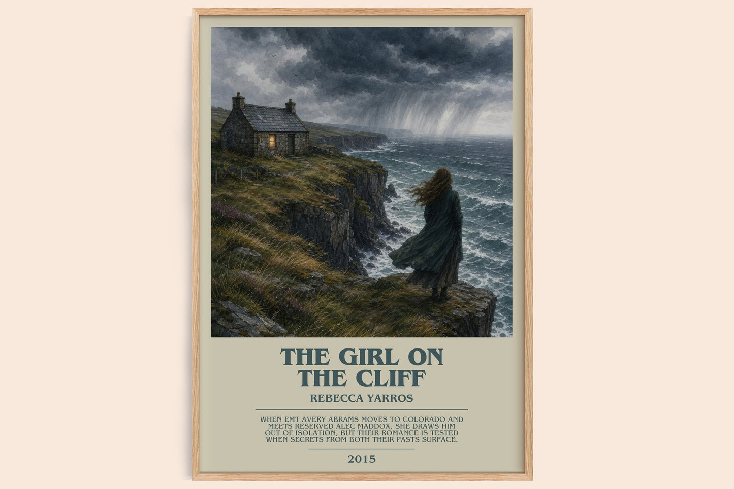 The Girl On The Cliff bookish book poster by Rebecca Yarros – framed literary art print