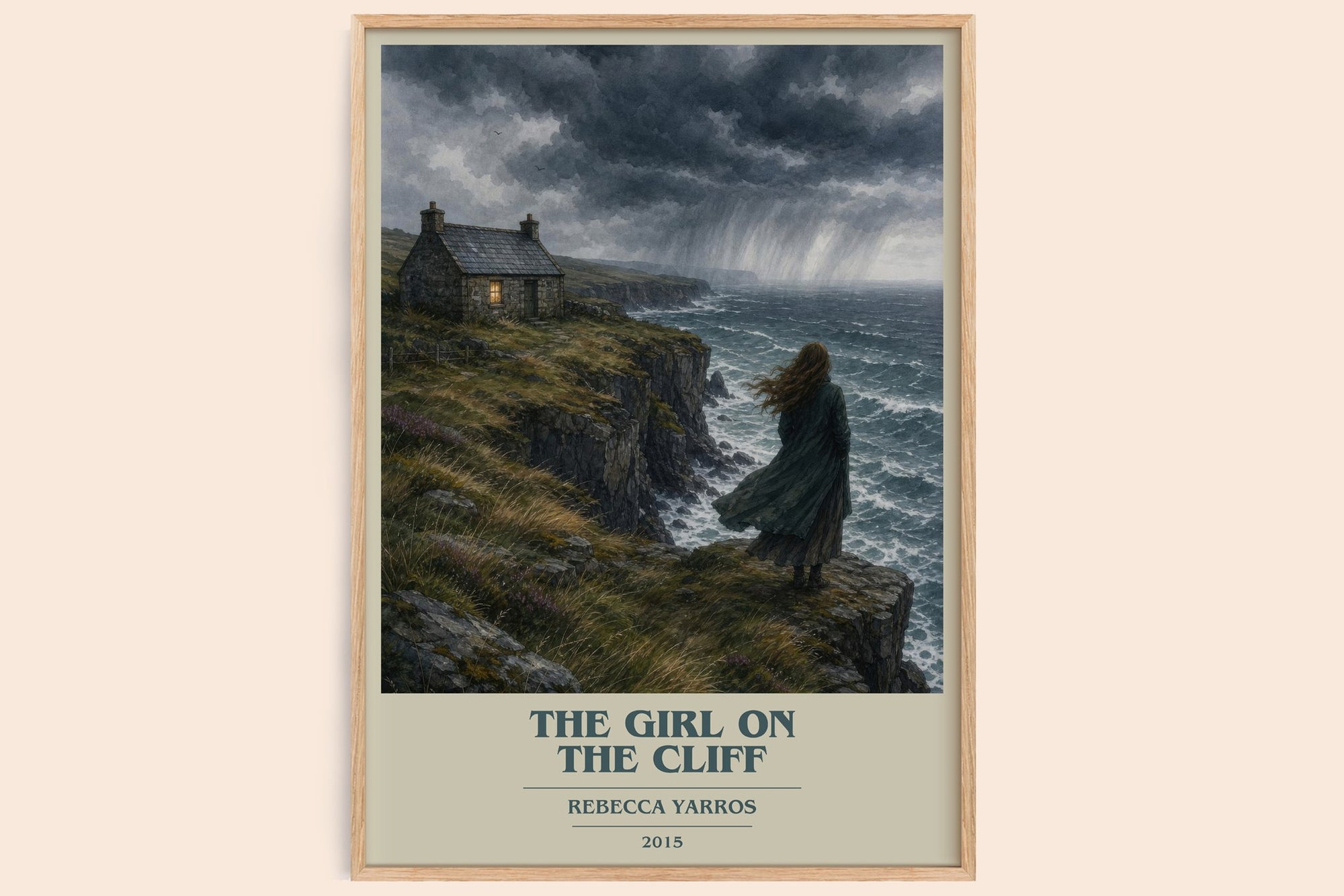 The Girl On The Cliff book cover book poster by Rebecca Yarros – framed literary art print