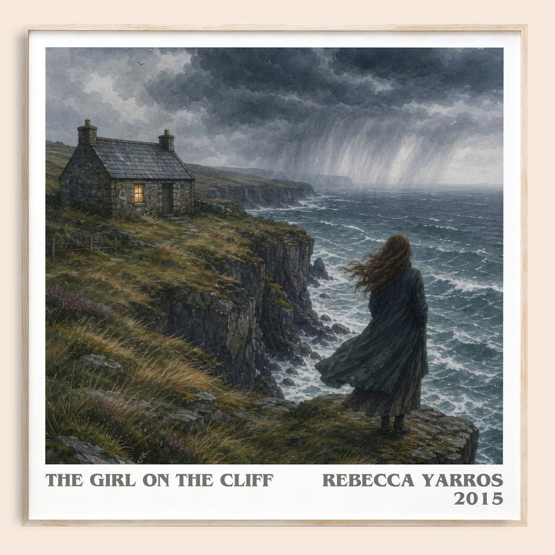 The Girl On The Cliff literary book poster by Rebecca Yarros – framed literary art print
