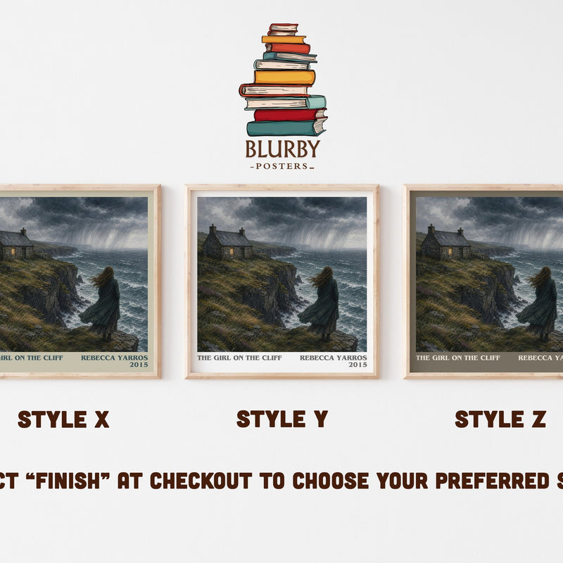 The Girl On The Cliff literary print in frame leaning in hallway – romance wall art