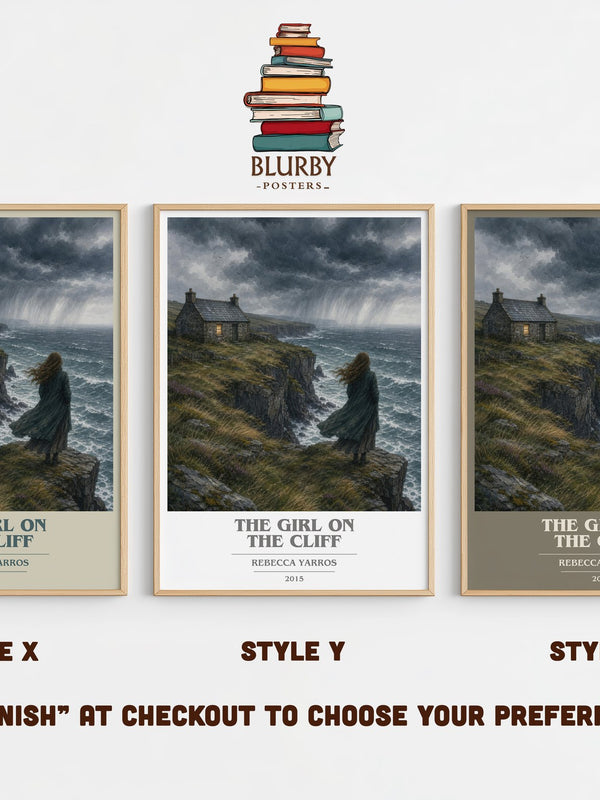 The Girl On The Cliff book cover print in frame leaning in hallway – romance wall art