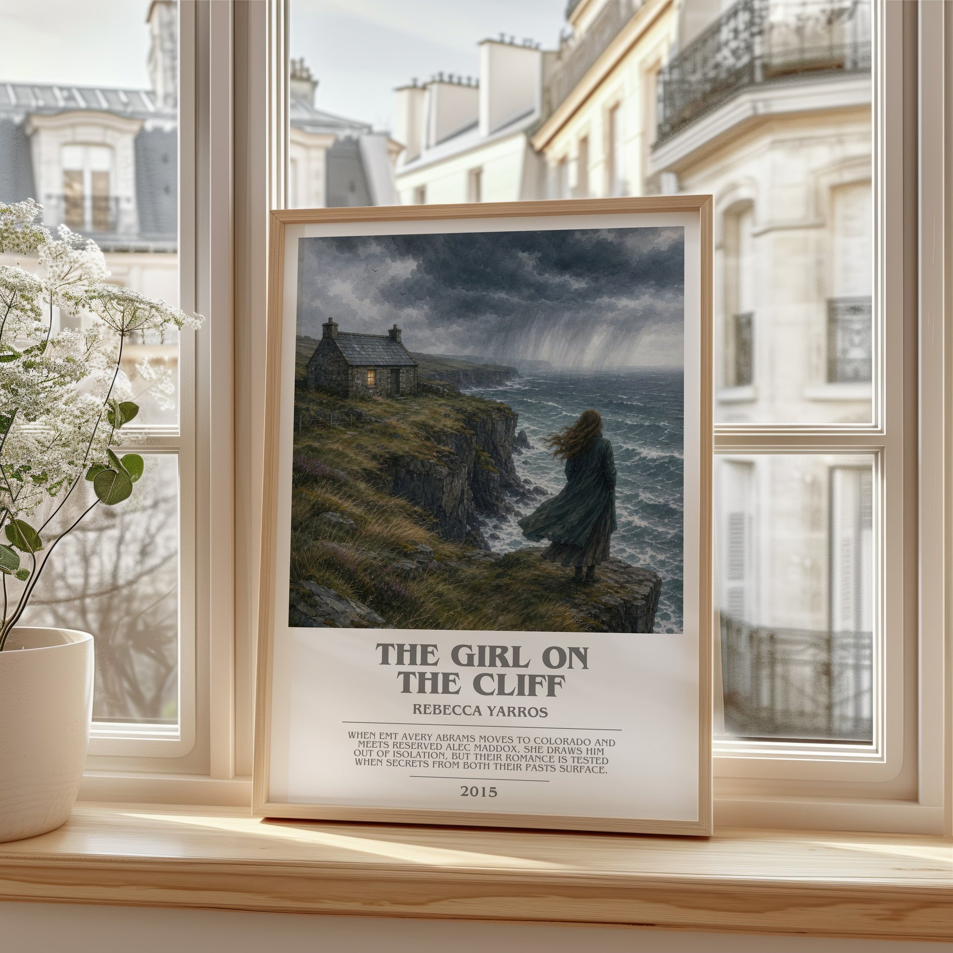 The Girl On The Cliff bookish poster colour and style options – Rebecca Yarros book art