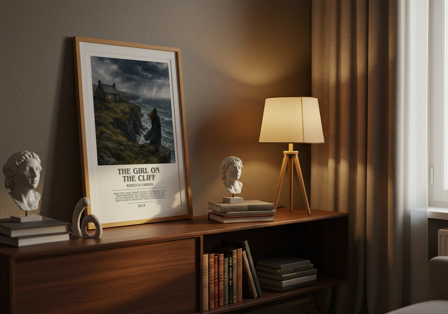 The Girl On The Cliff bookish book poster framed on wall – romance wall art