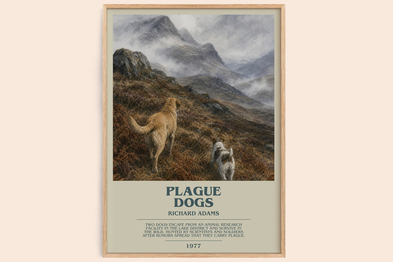 Plague Dogs bookish book poster by Richard Adams – framed literary art print