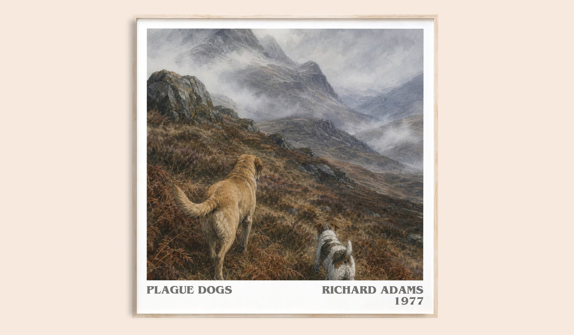 Plague Dogs literary book poster by Richard Adams – framed literary art print