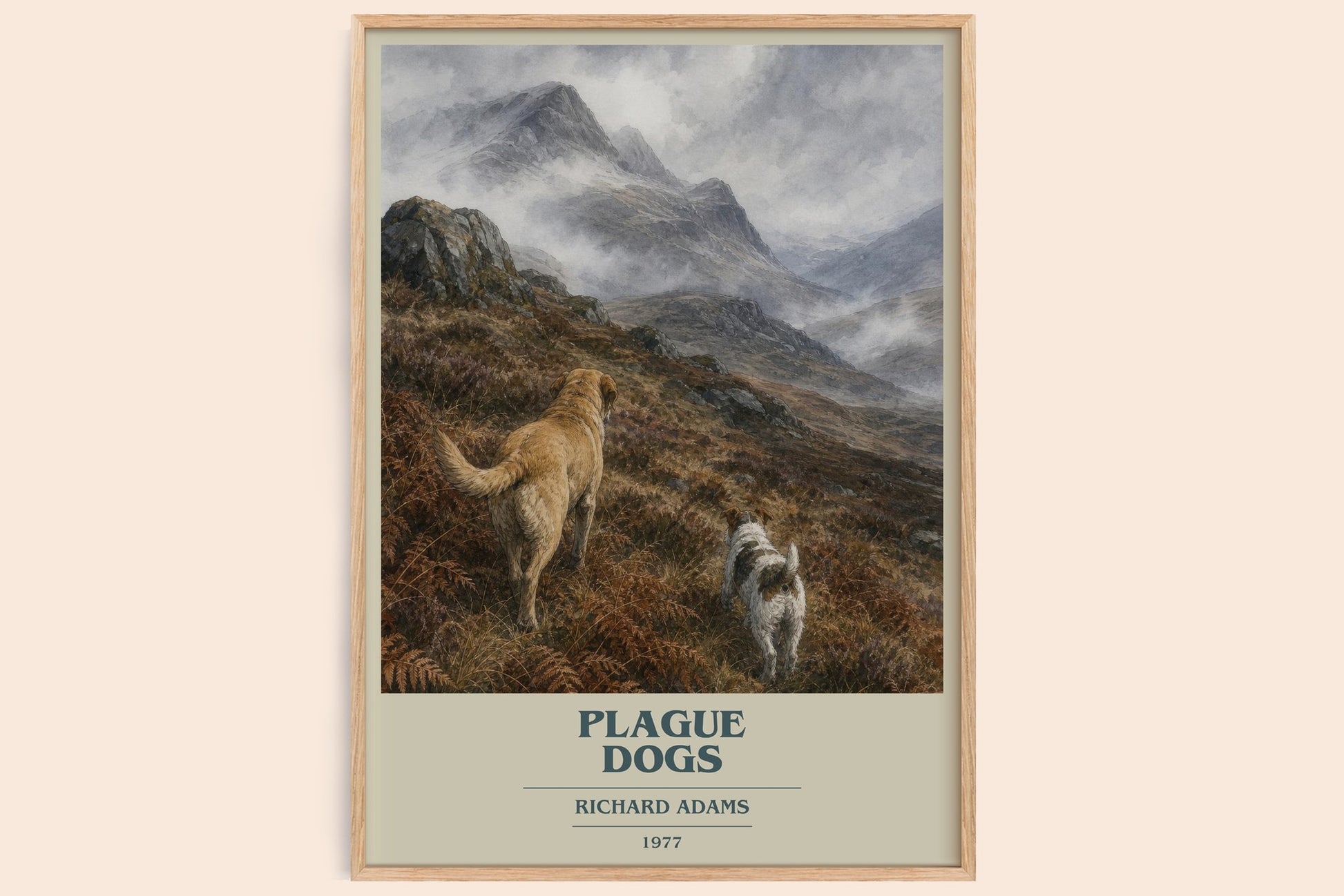 Plague Dogs book cover book poster by Richard Adams – framed literary art print