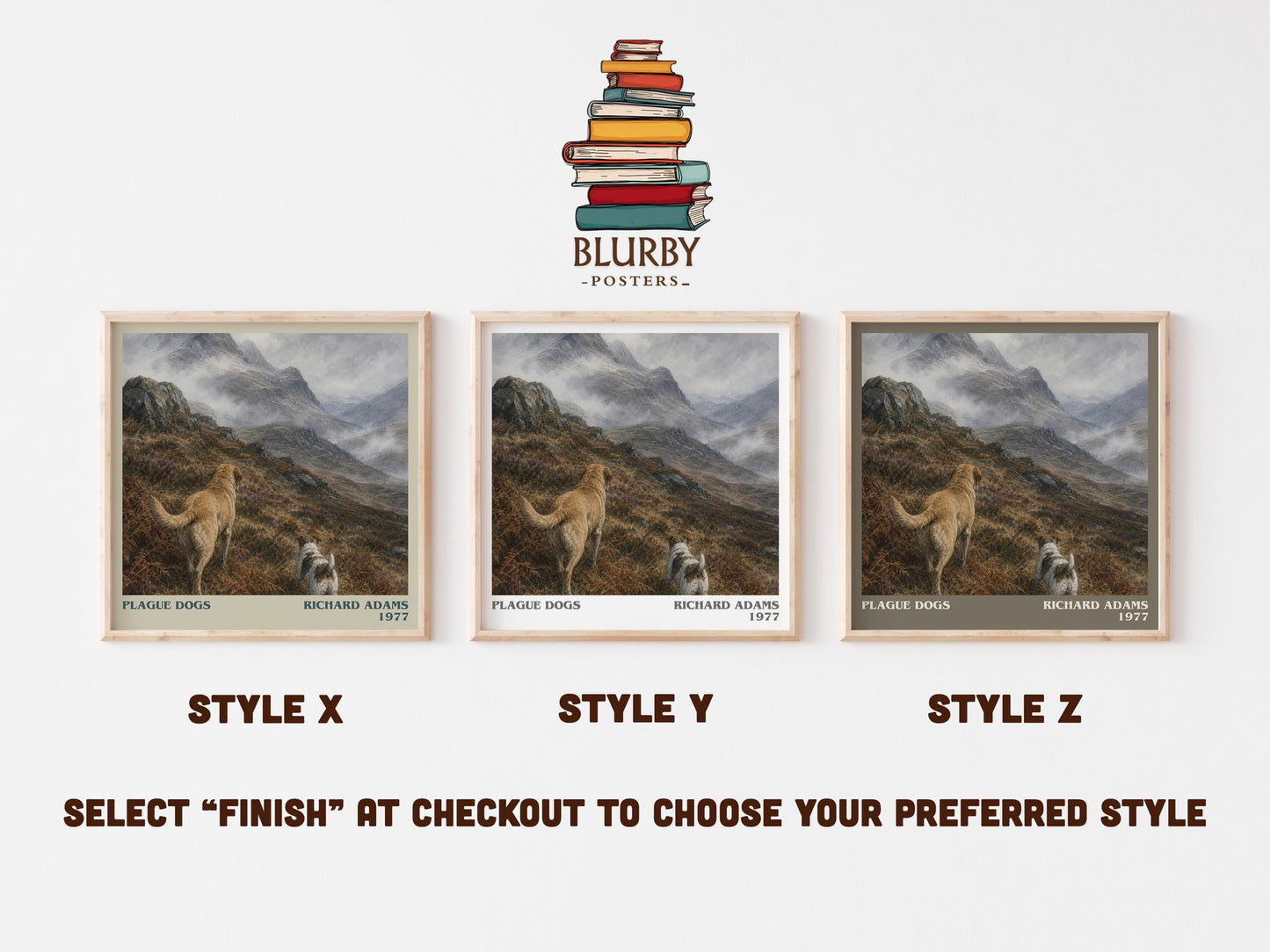 Plague Dogs literary print in frame leaning in hallway – adventure wall art