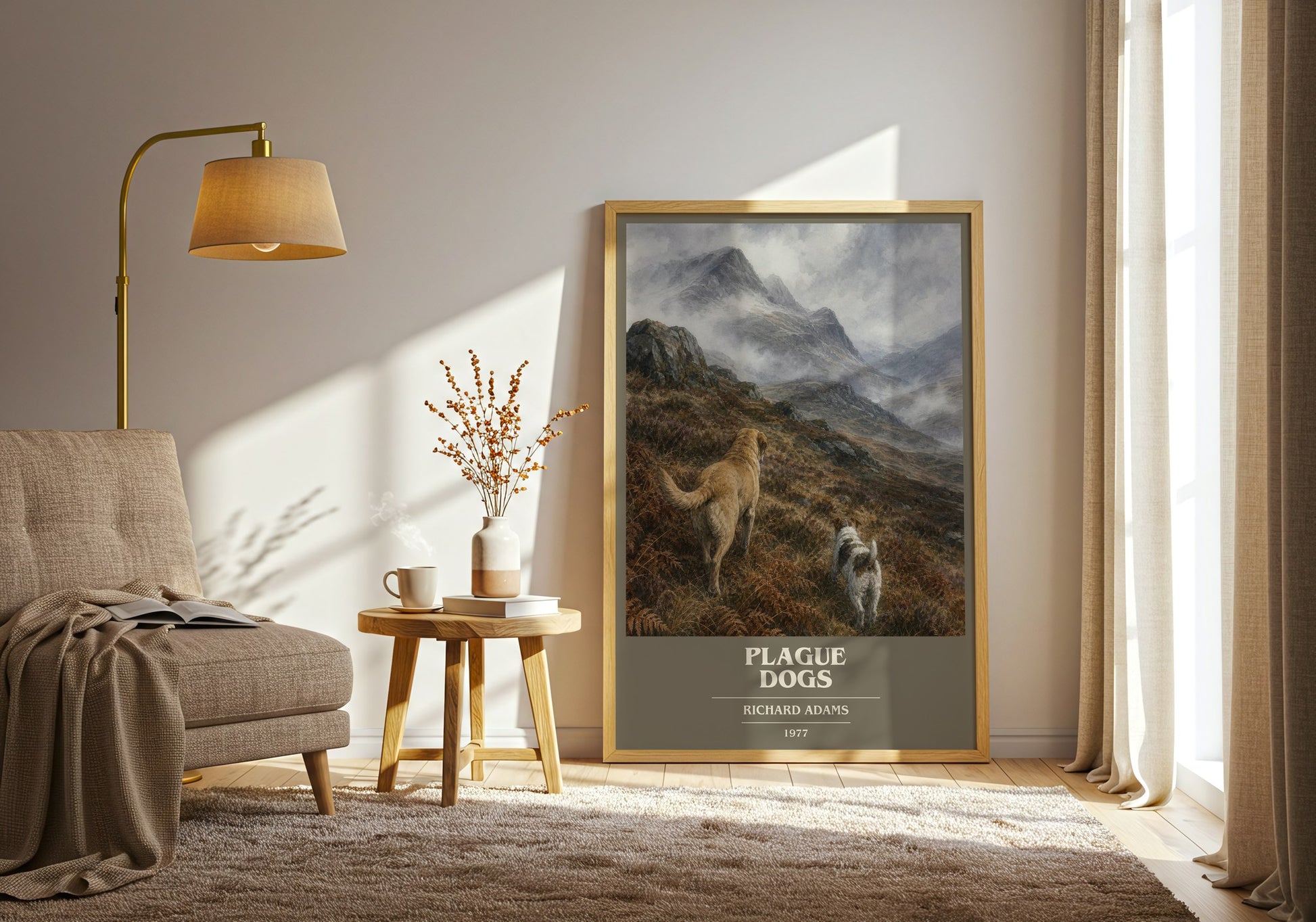 Plague Dogs book cover print on bookshelf – Richard Adams fan gift