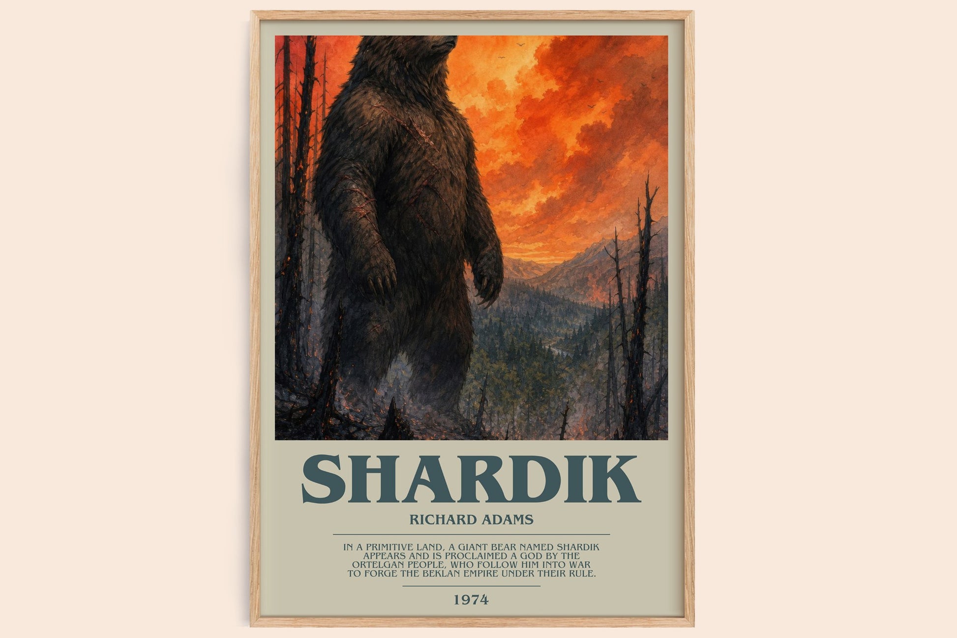Shardik bookish book poster by Richard Adams – framed literary art print