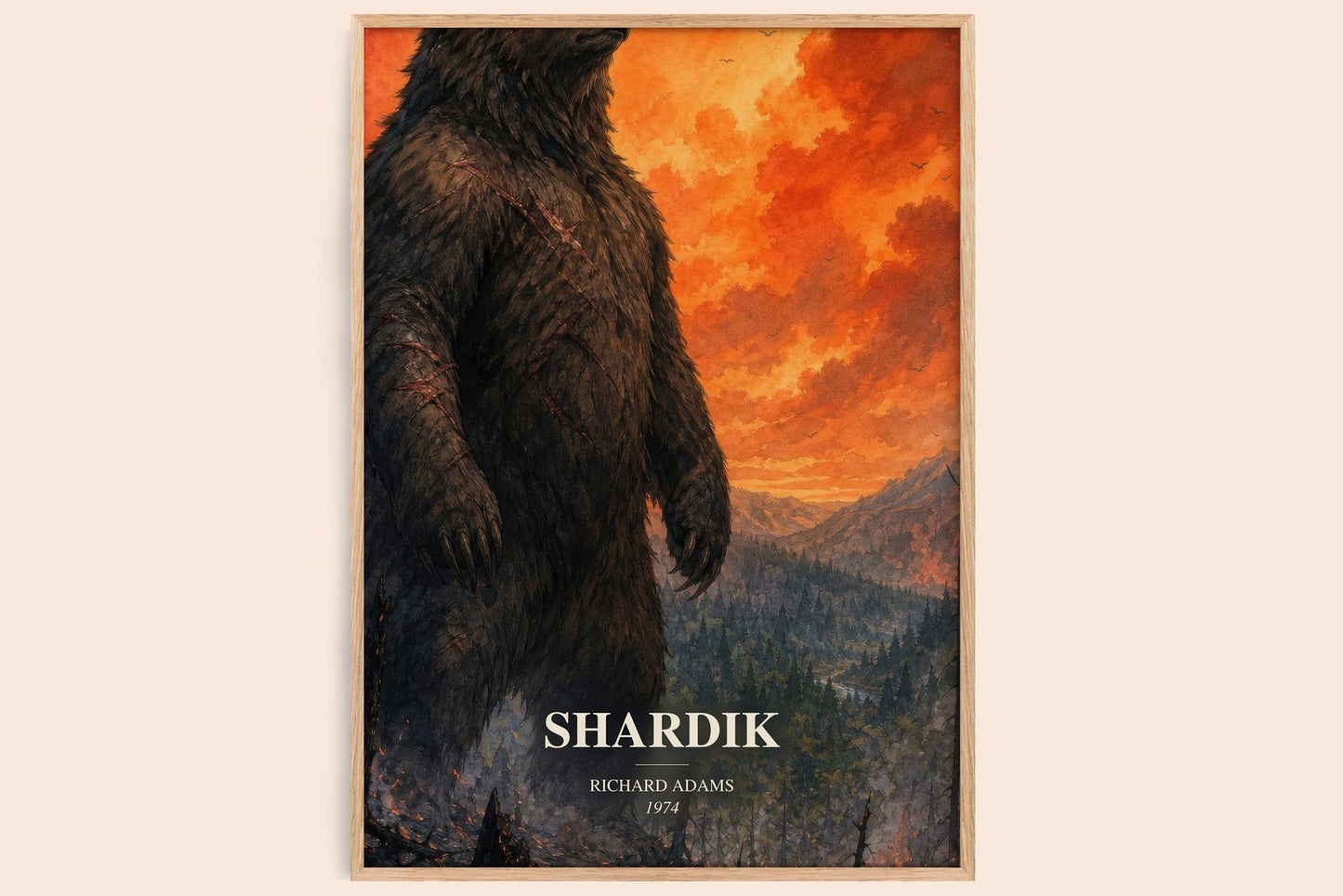 Shardik watercolour book poster by Richard Adams – framed literary art print