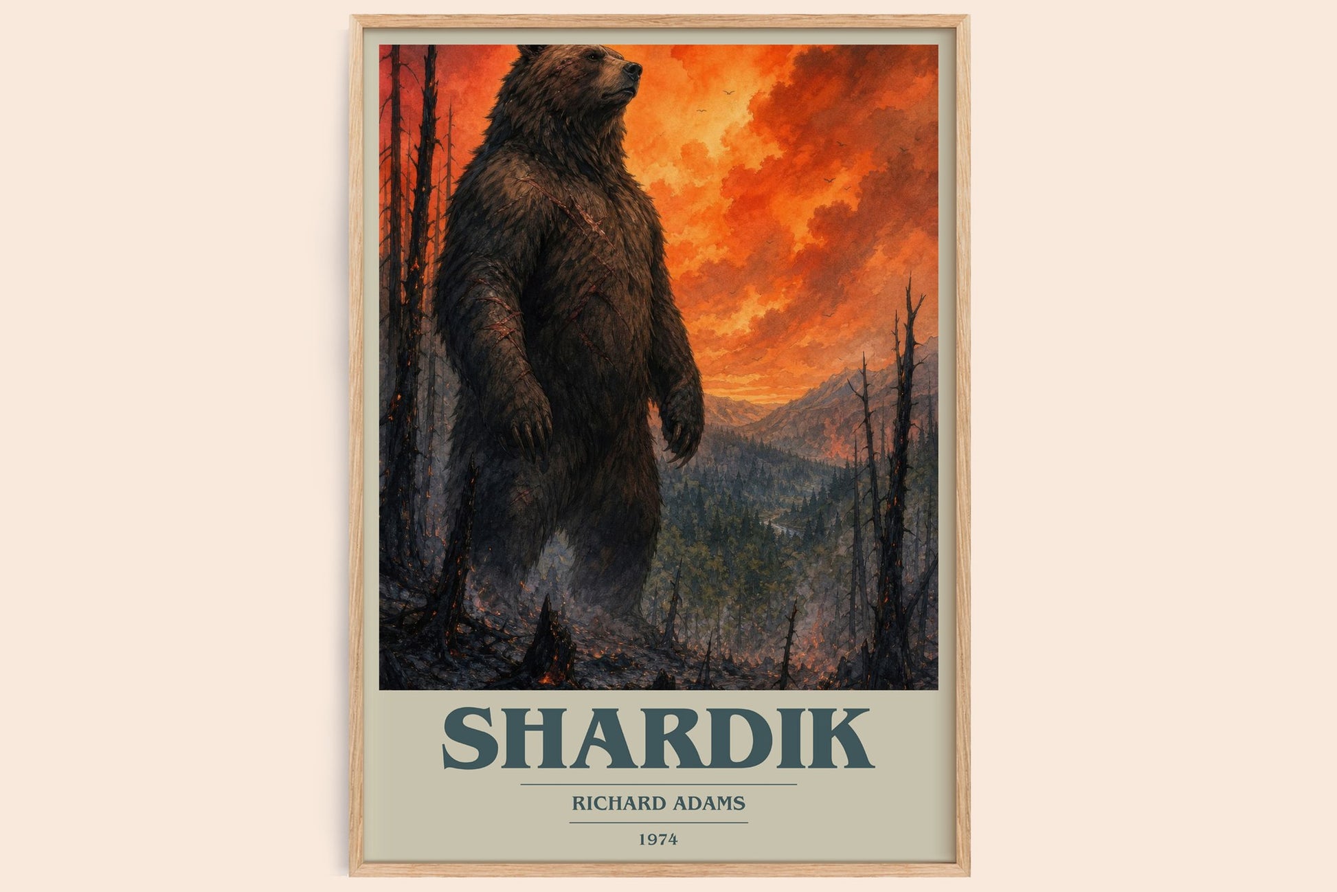 Shardik book cover book poster by Richard Adams – framed literary art print