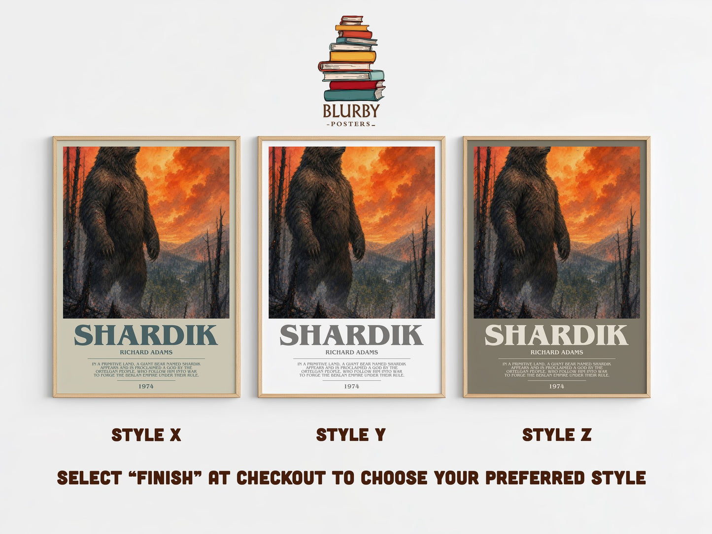 Shardik bookish print in frame leaning in hallway – fantasy wall art