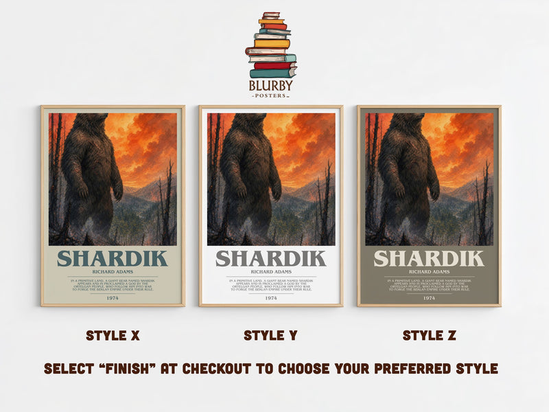 Shardik bookish print in frame leaning in hallway – fantasy wall art