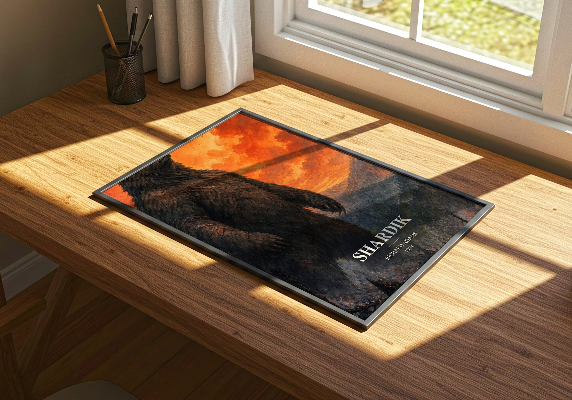 Shardik watercolour book poster framed on wall – fantasy wall art