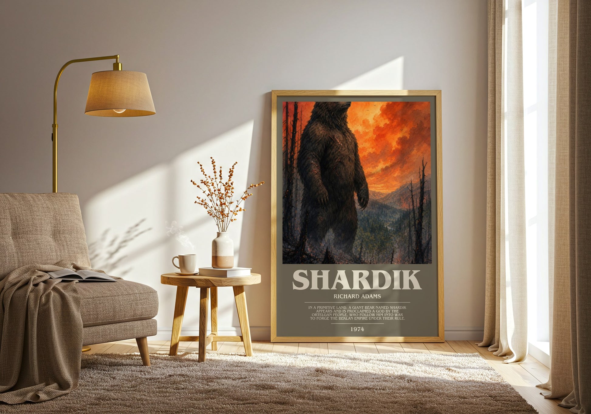 Shardik bookish print on bookshelf – Richard Adams fan gift