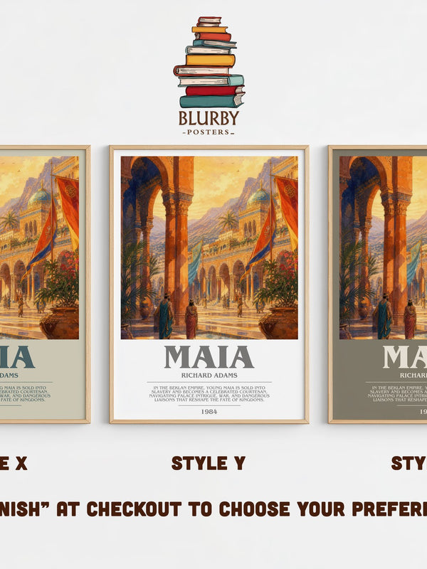 Maia bookish print in frame leaning in hallway – fantasy wall art
