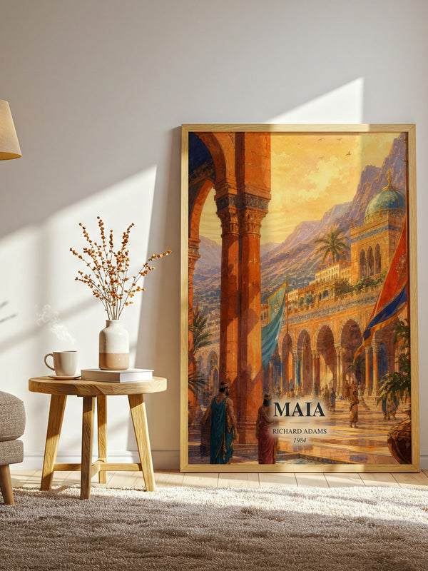 Maia watercolour print in frame leaning in hallway – fantasy wall art