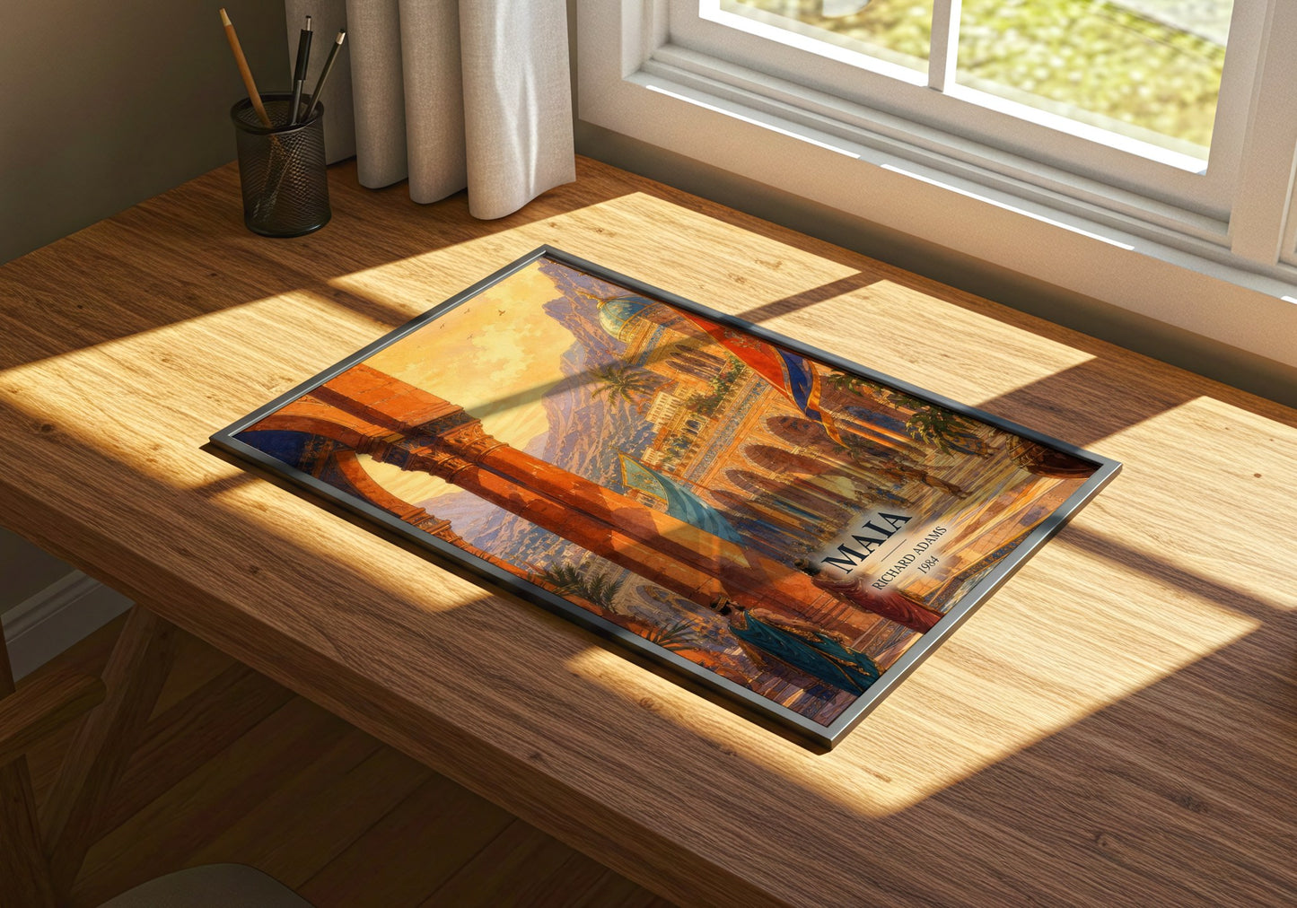 Maia watercolour book poster framed on wall – fantasy wall art